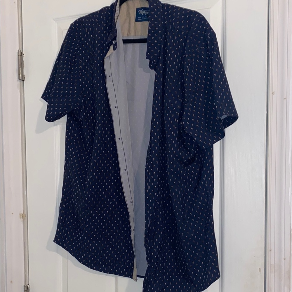 Voyage Dark Blue Casual Button Down Shirt